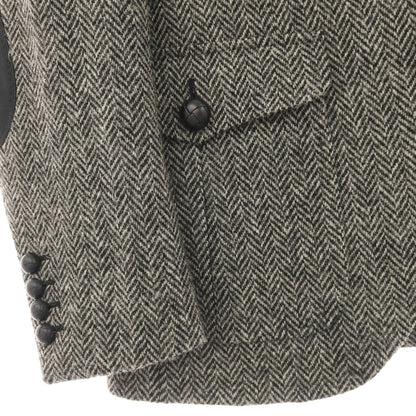 【中古】アザブテーラー azabu tailor ウール ハリスツイード ヘリンボーン 3B カジュアルジャケット ブラックxホワイト【サイズ42】【 状態ランクA 】【 メンズ 】