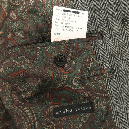 【中古】アザブテーラー azabu tailor ウール ハリスツイード ヘリンボーン 3B カジュアルジャケット ブラックxホワイト【サイズ42】【 状態ランクA 】【 メンズ 】