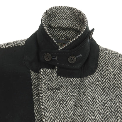【中古】アザブテーラー azabu tailor ウール ハリスツイード ヘリンボーン 3B カジュアルジャケット ブラックxホワイト【サイズ42】【 状態ランクA 】【 メンズ 】