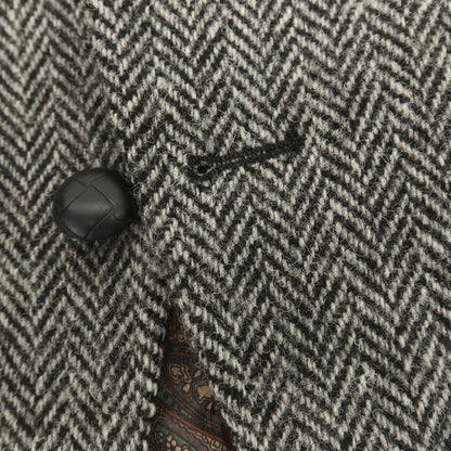 【中古】アザブテーラー azabu tailor ウール ハリスツイード ヘリンボーン 3B カジュアルジャケット ブラックxホワイト【サイズ42】【 状態ランクA 】【 メンズ 】