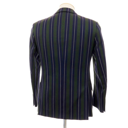 【SALE30%OFF/返品不可】【中古】ビューティアンドユースユナイテッドアローズ BEAUTY&amp;YOUTH UNITED ARROWS TRADITIONAL UNIFORM ウールコットン ストライプ 2B テーラードジャケット ネイビーxグリーン【 サイズ36 】【 状態ランクB 】【 メンズ 】
