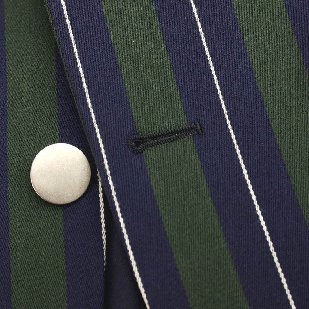 【SALE30%OFF/返品不可】【中古】ビューティアンドユースユナイテッドアローズ BEAUTY&amp;YOUTH UNITED ARROWS TRADITIONAL UNIFORM ウールコットン ストライプ 2B テーラードジャケット ネイビーxグリーン【 サイズ36 】【 状態ランクB 】【 メンズ 】