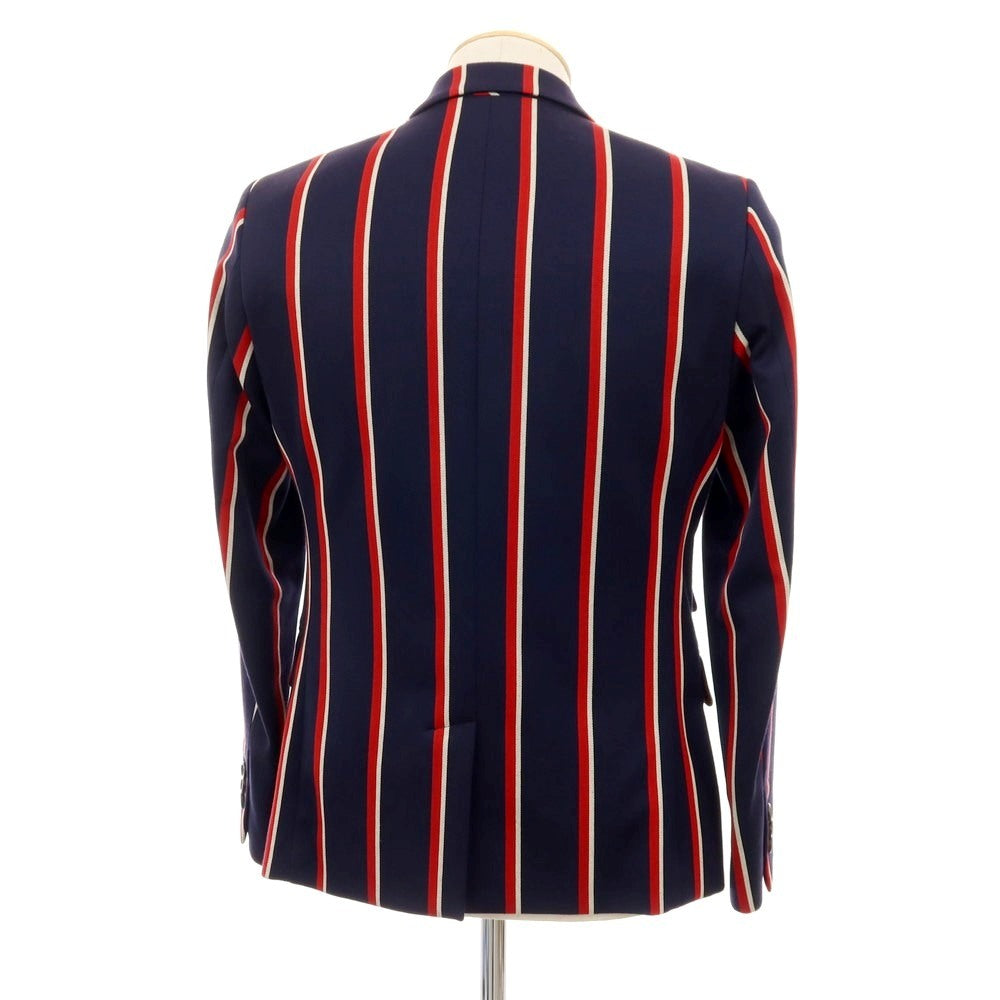 【中古】フレッドペリー FRED PERRY ウールコットン ストライプ 3B テーラードジャケット ネイビーxレッド【サイズS】【 状態ランクA 】【 メンズ 】