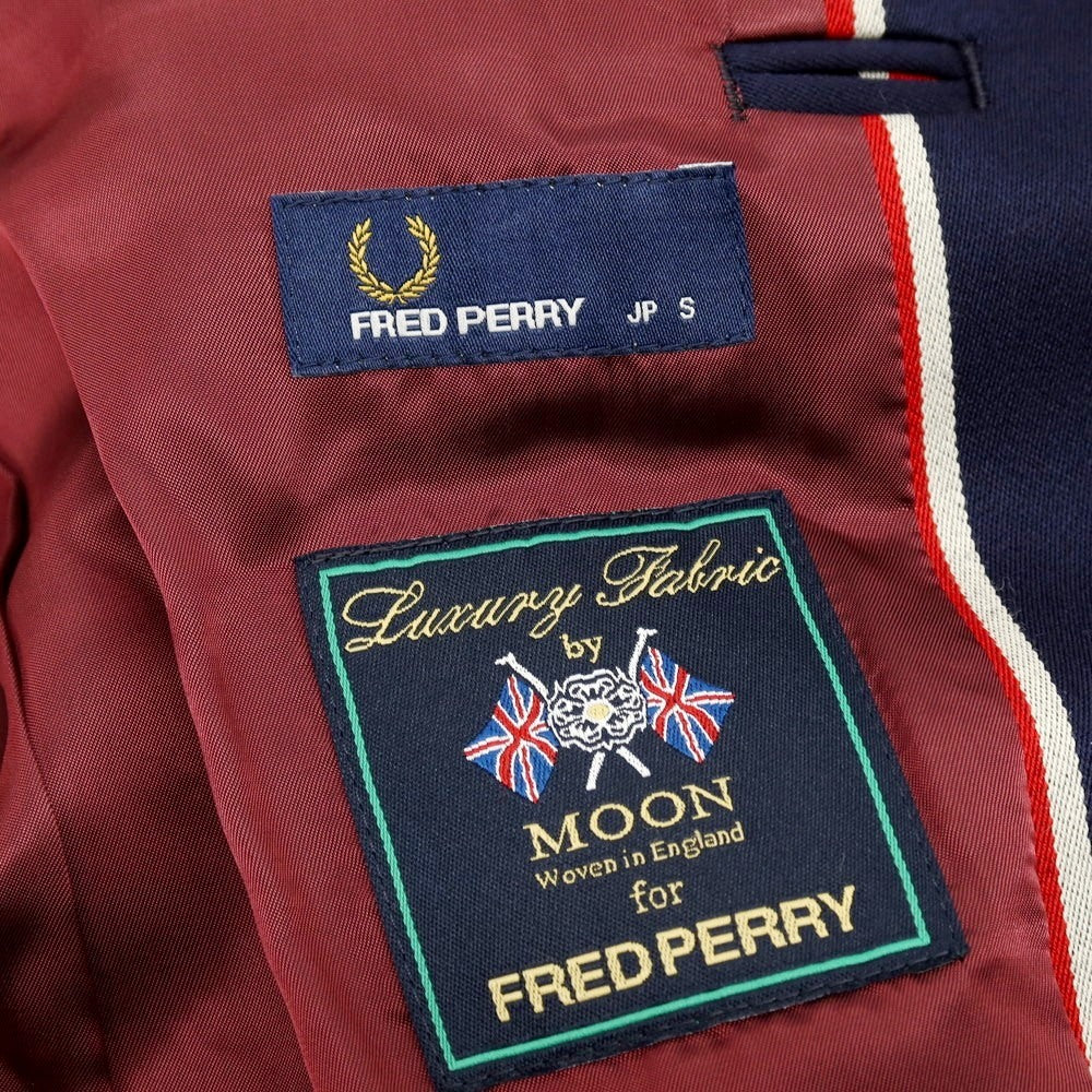 【中古】フレッドペリー FRED PERRY ウールコットン ストライプ 3B テーラードジャケット ネイビーxレッド【サイズS】【 状態ランクA 】【 メンズ 】
