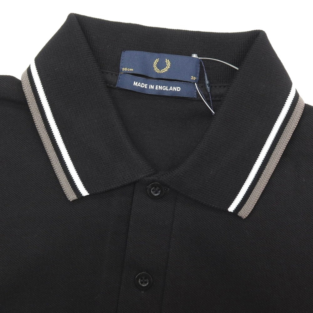 【中古】【未使用】フレッドペリー FRED PERRY コットン 鹿の子 半袖ポロシャツ ブラック【サイズ38】【 状態ランクS 】【 メンズ 】