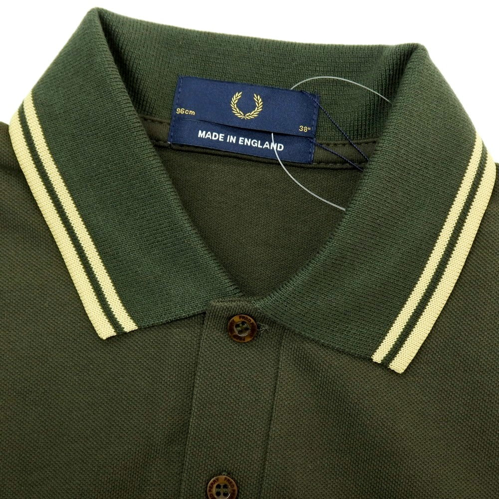 【中古】【未使用】フレッドペリー FRED PERRY コットン 鹿の子 半袖ポロシャツ オリーブ【サイズ38】【 状態ランクS 】【 メンズ 】