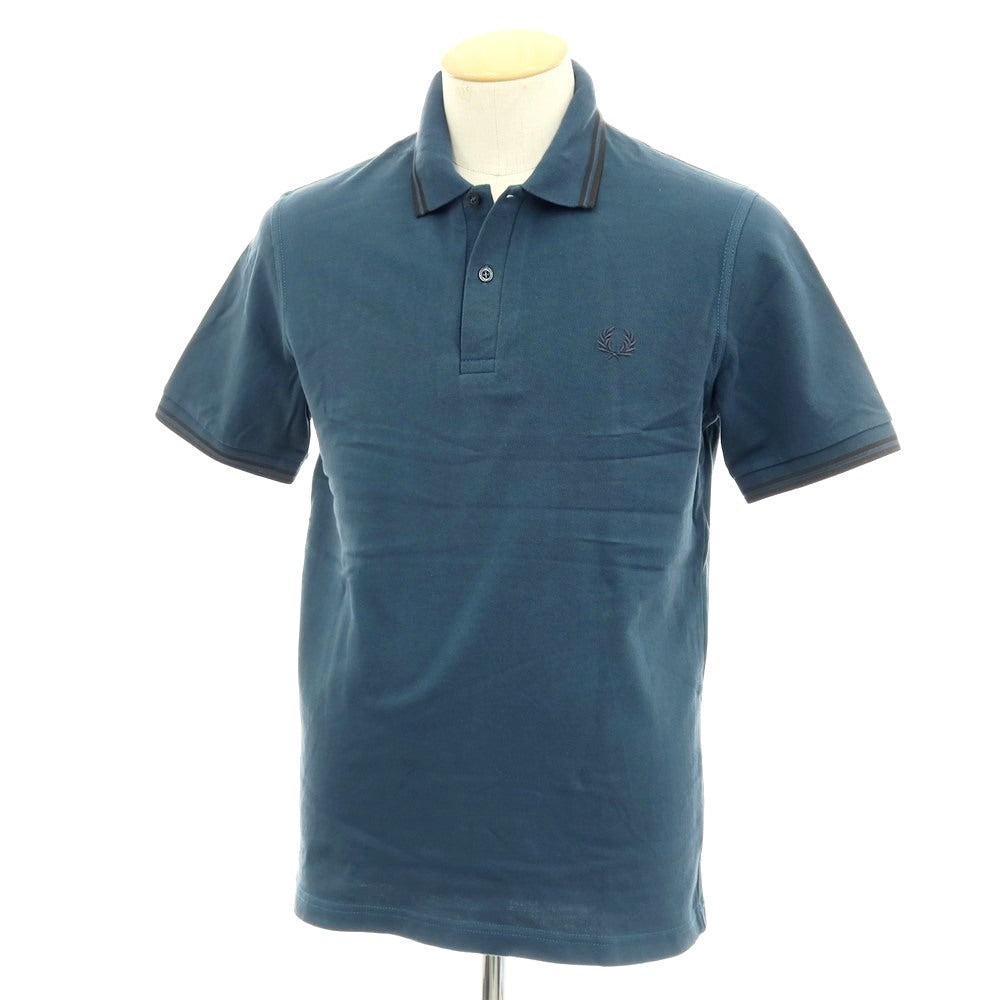 【中古】フレッドペリー FRED PERRY コットン 鹿の子 半袖ポロシャツ ダークブルーグリーン系【サイズ38】【 状態ランクB 】【 メンズ 】