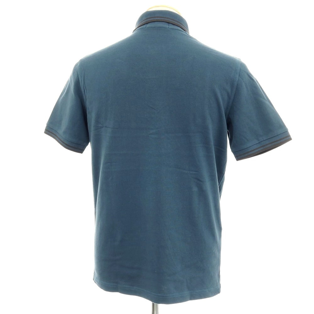 【中古】フレッドペリー FRED PERRY コットン 鹿の子 半袖ポロシャツ ダークブルーグリーン系【サイズ38】【 状態ランクB 】【 メンズ 】