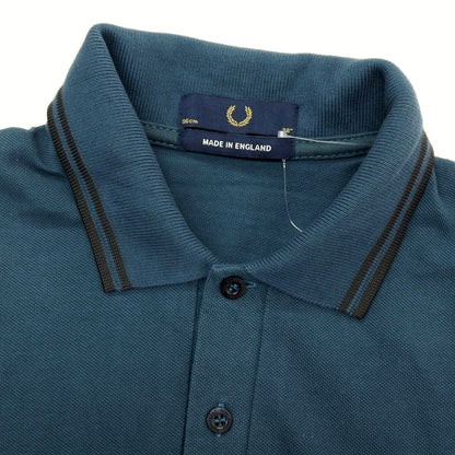 【SALE30%OFF/返品不可】【中古】フレッドペリー FRED PERRY コットン 鹿の子 半袖ポロシャツ ダークブルーグリーン系【 サイズ38 】【 状態ランクB 】【 メンズ 】