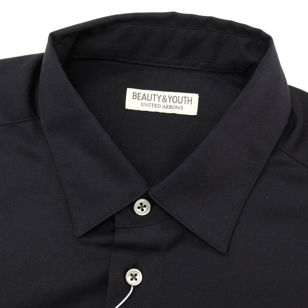 【中古】【未使用】ビューティアンドユースユナイテッドアローズ BEAUTY&amp;YOUTH UNITED ARROWS コットン ショートカラー 半袖シャツ ブラック【サイズＳ】【 状態ランクS 】【 メンズ 】