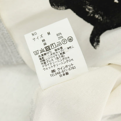 【中古】【未使用】ヴィンテージイーエル VINTAGE.E.L コットンリネン 黒猫 プリント カジュアルシャツ ホワイト【サイズM】【 状態ランクS 】【 メンズ 】