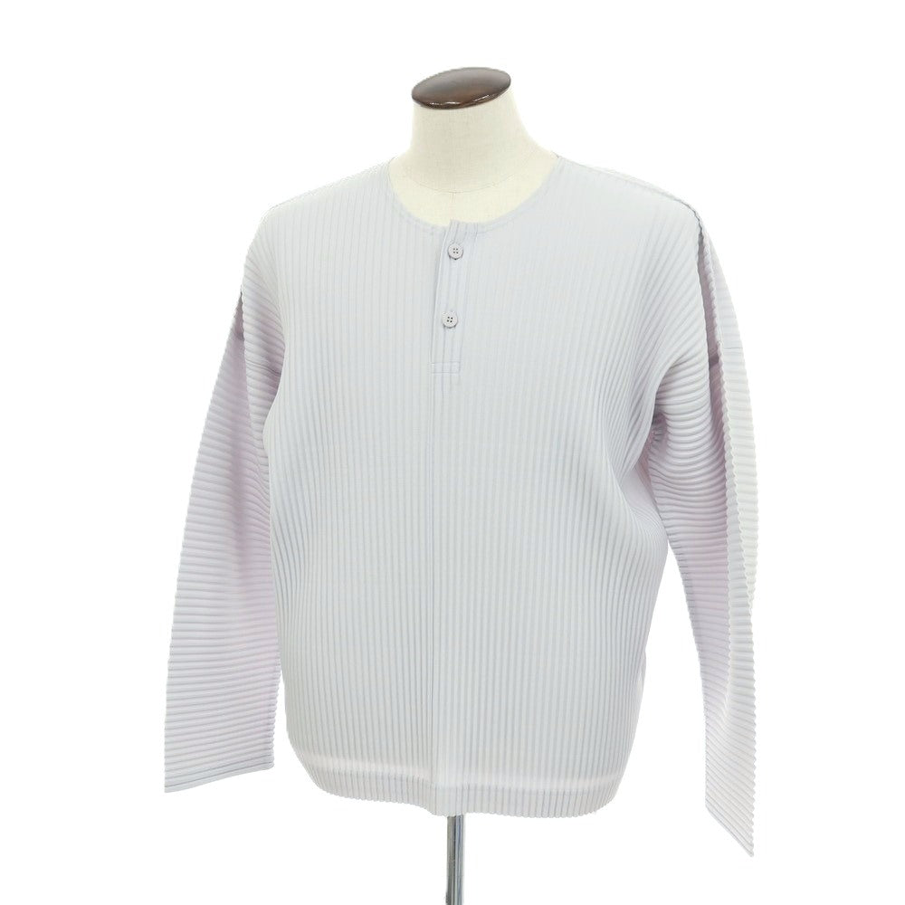 【中古】オム プリッセ イッセイミヤケ HOMME PLISSE ISSEY MIYAKE 2026年春夏 プリーツ ヘンリーネック 長袖カットソー ライトグレー【サイズ表記なし（L位）】【 状態ランクB 】【 メンズ 】