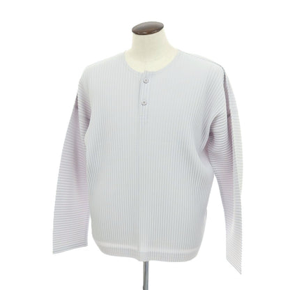 【中古】オム プリッセ イッセイミヤケ HOMME PLISSE ISSEY MIYAKE 2026年春夏 プリーツ ヘンリーネック 長袖カットソー ライトグレー【サイズ表記なし（L位）】【 状態ランクB 】【 メンズ 】