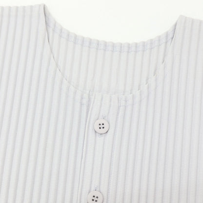 【中古】オム プリッセ イッセイミヤケ HOMME PLISSE ISSEY MIYAKE 2026年春夏 プリーツ ヘンリーネック 長袖カットソー ライトグレー【サイズ表記なし（L位）】【 状態ランクB 】【 メンズ 】