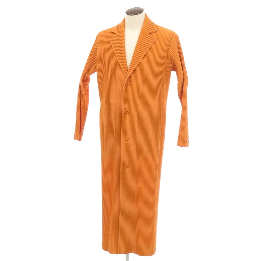 【中古】オム プリッセ イッセイミヤケ HOMME PLISSE ISSEY MIYAKE 2026年春夏 プリーツ加工 チェスターフィールドコート オレンジ【サイズ表記なし（L位）】【 状態ランクA 】【 メンズ 】