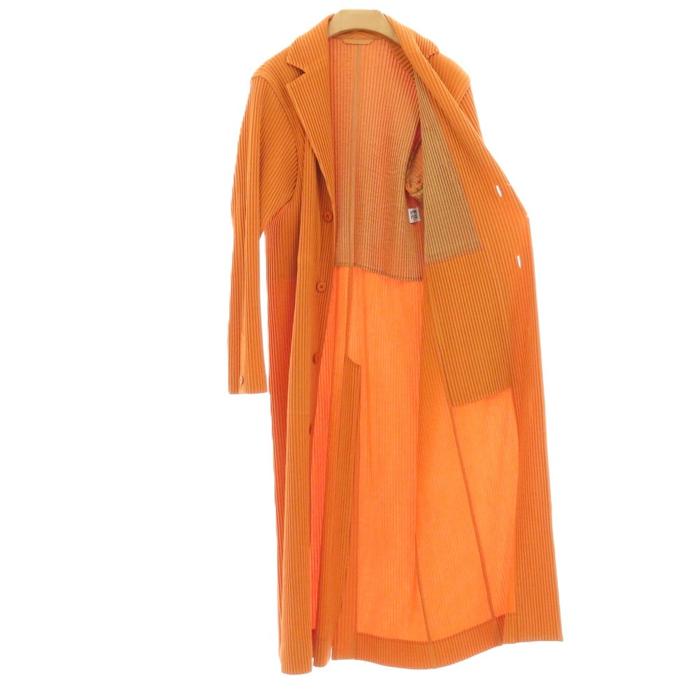 【中古】オム プリッセ イッセイミヤケ HOMME PLISSE ISSEY MIYAKE 2026年春夏 プリーツ加工 チェスターフィールドコート オレンジ【サイズ表記なし（L位）】【 状態ランクA 】【 メンズ 】