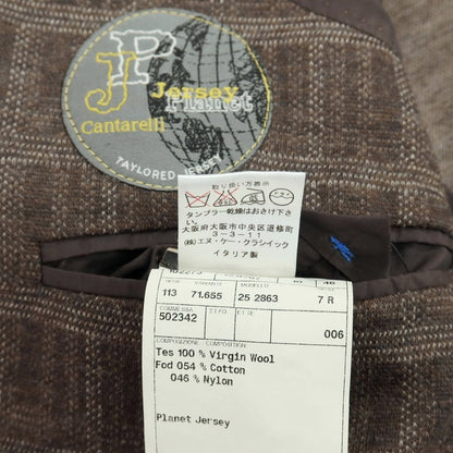 【中古】カンタレリ Cantarelli ウール プラネットジャージー チェック 3B カジュアルジャケット ブラウンxホワイト【サイズ46】【 状態ランクB 】【 メンズ 】