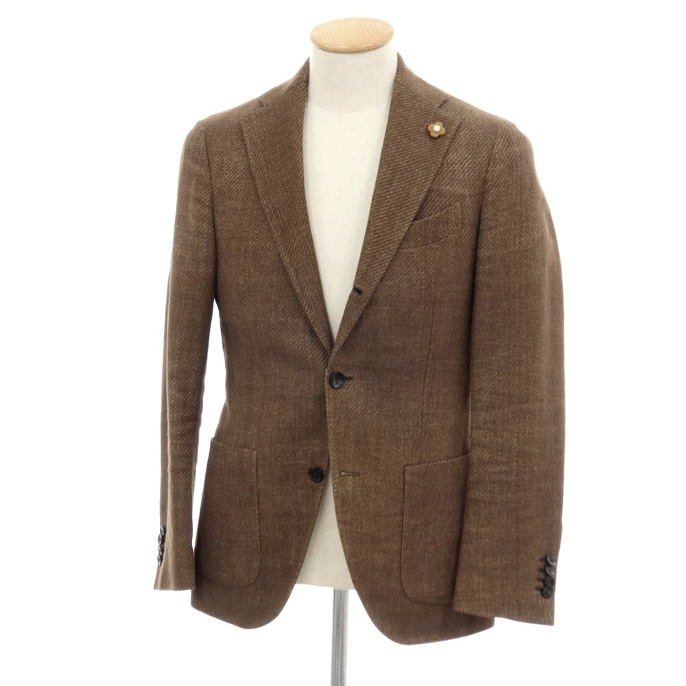 【中古】ラルディーニ LARDINI リネンコットン 3B テーラードジャケット ブラウン【サイズ42】【 状態ランクC 】【 メンズ 】