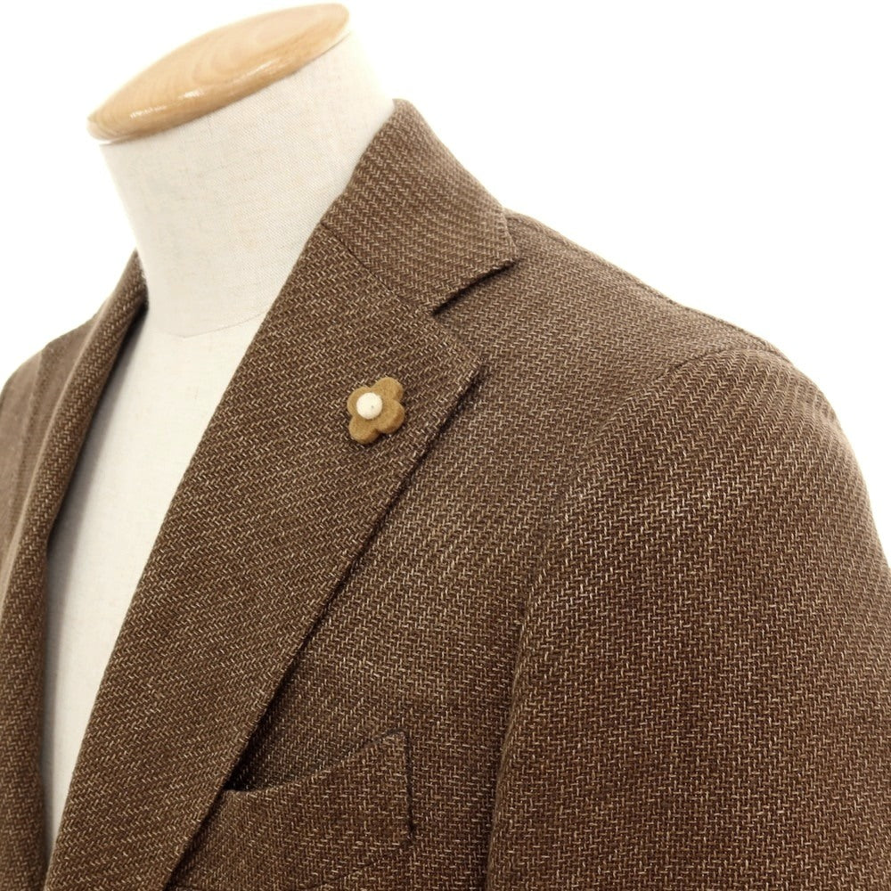 【中古】ラルディーニ LARDINI リネンコットン 3B テーラードジャケット ブラウン【サイズ42】【 状態ランクC 】【 メンズ 】