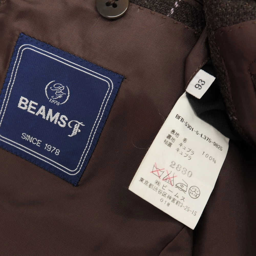 【中古】ビームスエフ BEAMS F ウール ウィンドウペーンチェック 3B テーラードジャケット ブラウンxライトパープル【サイズ93】【 状態ランクC 】【 メンズ 】