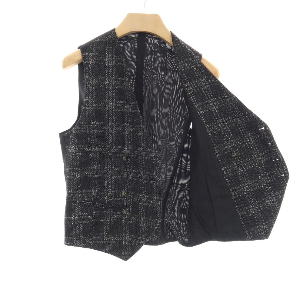 【中古】タリアトーレ TAGLIATORE ウールコットン チェック ダブル8B ドレス系ジレ ベスト ブラックxホワイト【サイズ46/R】【 状態ランクB 】【 メンズ 】