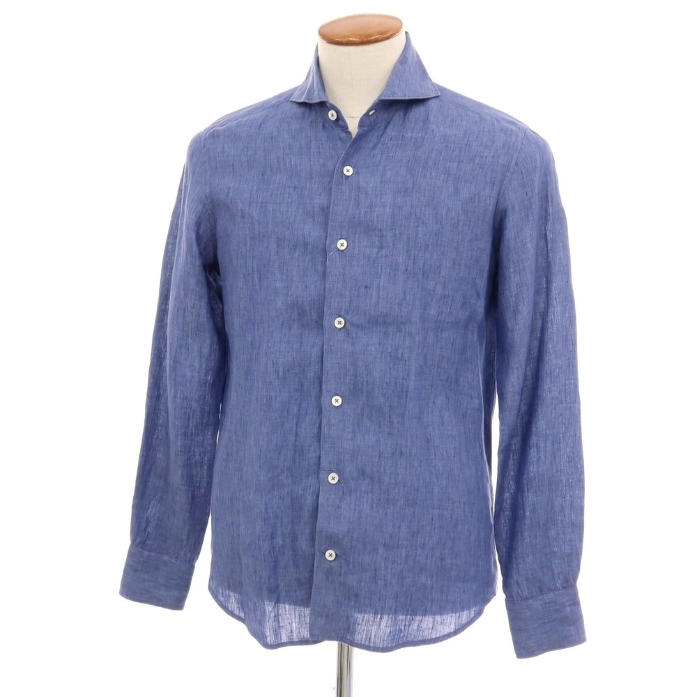 【中古】ガリポリカミチェリア GALLIPOLI camiceria fuego リネン ホリゾンタルカラー カジュアルシャツ ブルー【サイズ46】【 状態ランクC 】【 メンズ 】