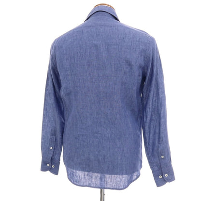 【中古】ガリポリカミチェリア GALLIPOLI camiceria fuego リネン ホリゾンタルカラー カジュアルシャツ ブルー【サイズ46】【 状態ランクC 】【 メンズ 】