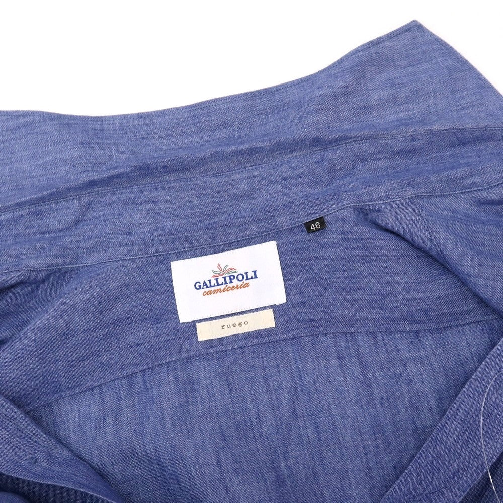 【中古】ガリポリカミチェリア GALLIPOLI camiceria fuego リネン ホリゾンタルカラー カジュアルシャツ ブルー【サイズ46】【 状態ランクC 】【 メンズ 】
