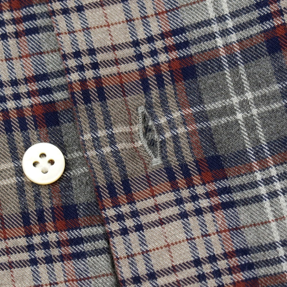【中古】ボリエッロ BORRIELLO コットンウール チェック ワイドカラー カジュアルシャツ グレーxグレージュ【サイズ38】【 状態ランクB 】【 メンズ 】
