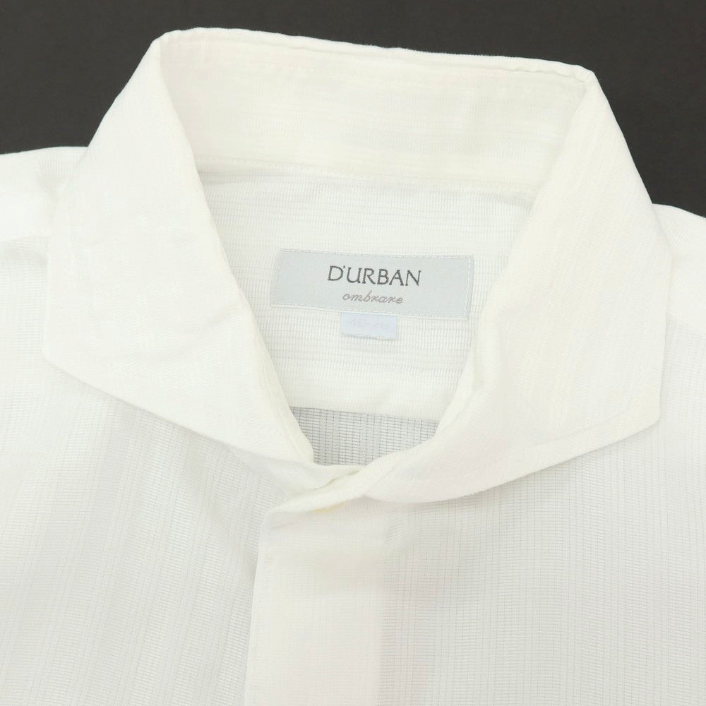 【中古】ダーバン D’URBAN ombrare コットン系 ジャカード ストライプ ホリゾンタルカラー ドレスシャツ ホワイト【サイズ40】【 状態ランクC 】【 メンズ 】