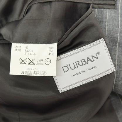 【中古】ダーバン D’URBAN ウール ストライプ 2つボタンスーツ ライトグレーxホワイト【サイズA5】【 状態ランクB 】【 メンズ 】
