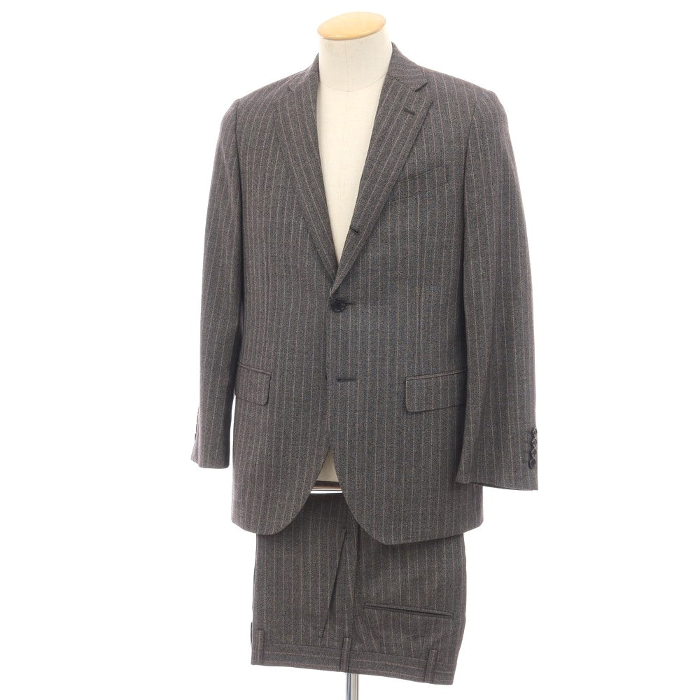 【中古】ダーバン D’URBAN ウール ヘリンボーン ストライプ 3つボタンスーツ グレーxレッド【サイズ90A4】【 状態ランクB 】【 メンズ 】
