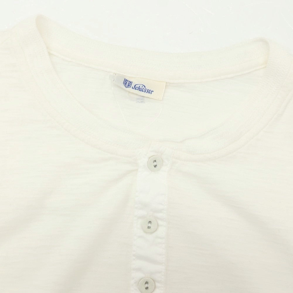 【中古】シーサー Schiesser コットン ヘンリーネック 長袖Ｔシャツ ホワイト【サイズ4/S】【 状態ランクB 】【 メンズ 】