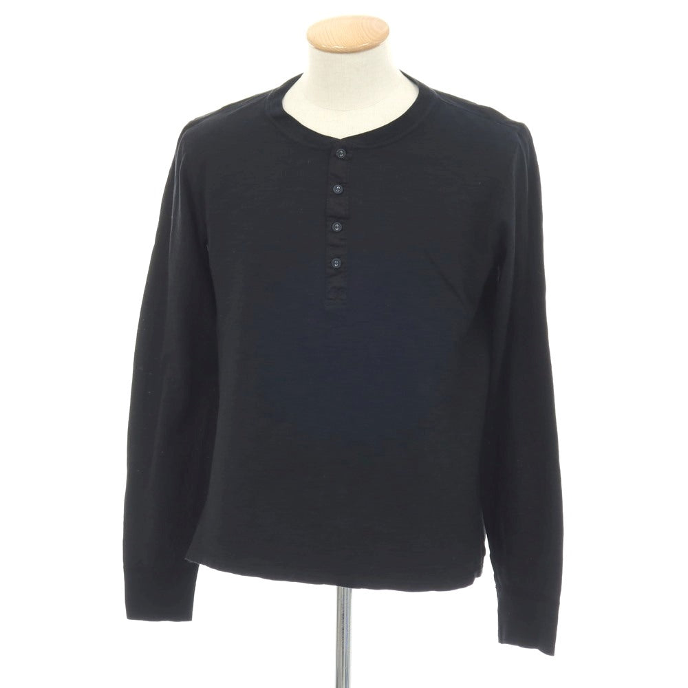 【中古】シーサー Schiesser コットン ヘンリーネック 長袖Ｔシャツ ブラック【サイズ4/S】【 状態ランクB 】【 メンズ 】