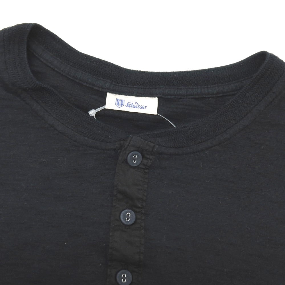 【中古】シーサー Schiesser コットン ヘンリーネック 長袖Ｔシャツ ブラック【サイズ4/S】【 状態ランクB 】【 メンズ 】