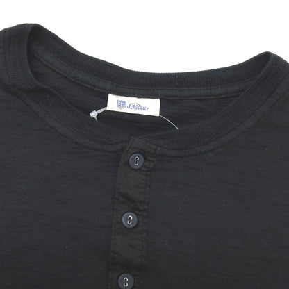 【中古】シーサー Schiesser コットン ヘンリーネック 長袖Ｔシャツ ブラック【サイズ4/S】【 状態ランクB 】【 メンズ 】
