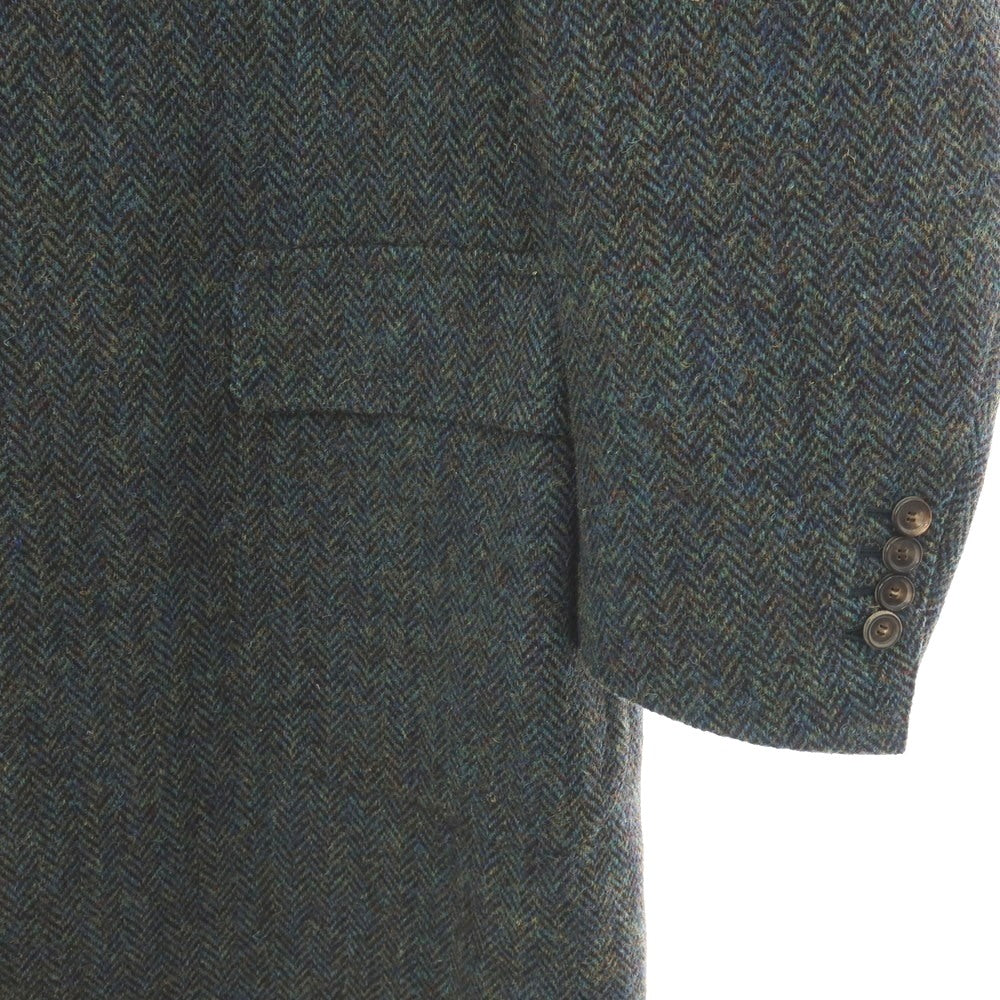 【中古】チェーザレ アットリーニ Cesare Attolini ウール ツイード ヘリンボーン チェスターフィールドコート グリーン【サイズ52】【 状態ランクA 】【 メンズ 】