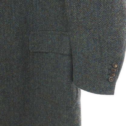 【中古】チェーザレ アットリーニ Cesare Attolini ウール ツイード ヘリンボーン チェスターフィールドコート グリーン【サイズ52】【 状態ランクA 】【 メンズ 】