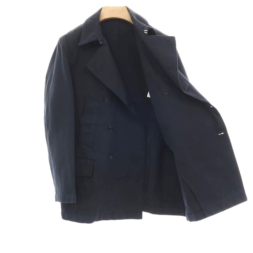 中古】ラム HLAM ツイル コットンリネン ピーコート ネイビー【サイズM