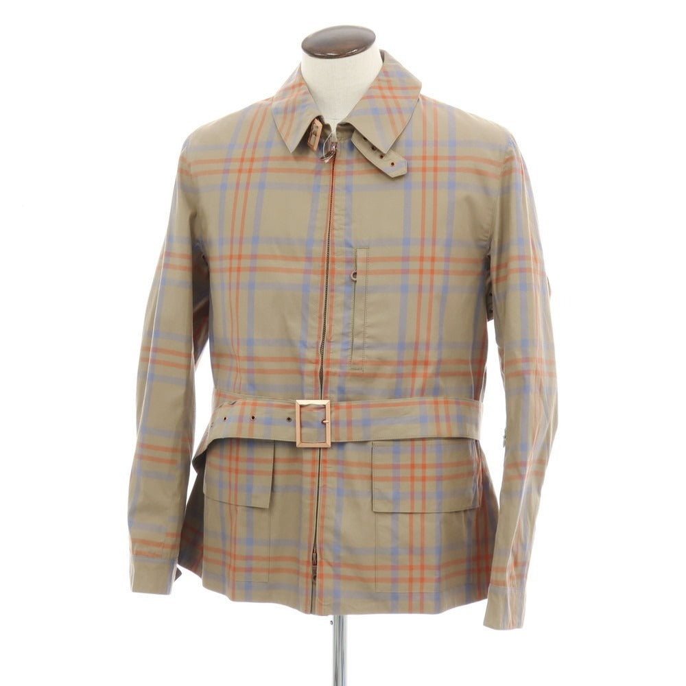 【中古】ジョン ブルトビー JOHN BOULTBEE コットン チェック CYCLING GARMENTS フィールドコート グレージュxオレンジ【サイズL】【 状態ランクB 】【 メンズ 】