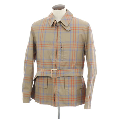 【中古】ジョン ブルトビー JOHN BOULTBEE コットン チェック CYCLING GARMENTS フィールドコート グレージュxオレンジ【サイズL】【 状態ランクB 】【 メンズ 】