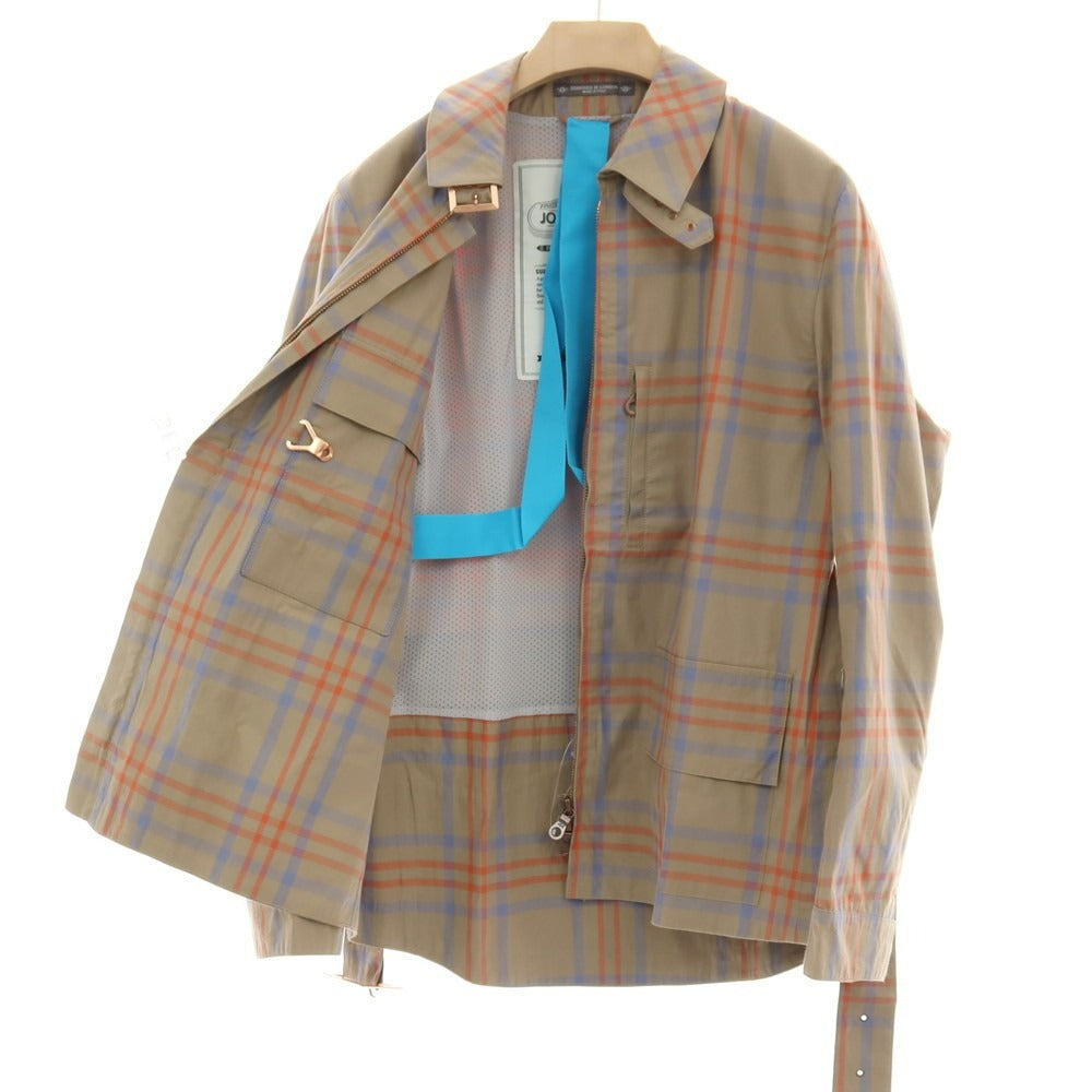 【中古】ジョン ブルトビー JOHN BOULTBEE コットン チェック CYCLING GARMENTS フィールドコート グレージュxオレンジ【サイズL】【 状態ランクB 】【 メンズ 】