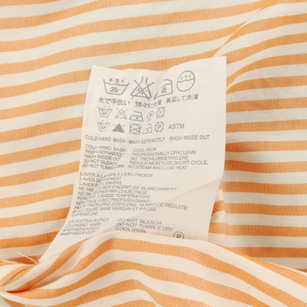 【中古】プラダ PRADA コットン ストライプ バッグプリント セミワイドカラー カジュアルシャツ オレンジxオフホワイト【サイズ42】【 状態ランクB 】【 メンズ 】