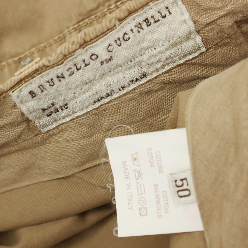 【中古】ブルネロクチネリ Brunello Cucinelli コットン カジュアルスラックスパンツ ブラウンベージュ系【サイズ50】【 状態ランクB 】【 メンズ 】