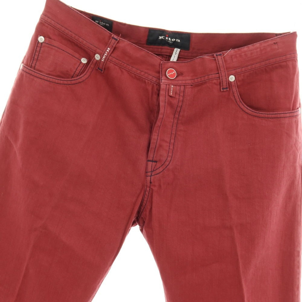 【中古】【未使用】キートン Kiton コットン デニムパンツ マルーン【サイズ36】【 状態ランクS 】【 メンズ 】