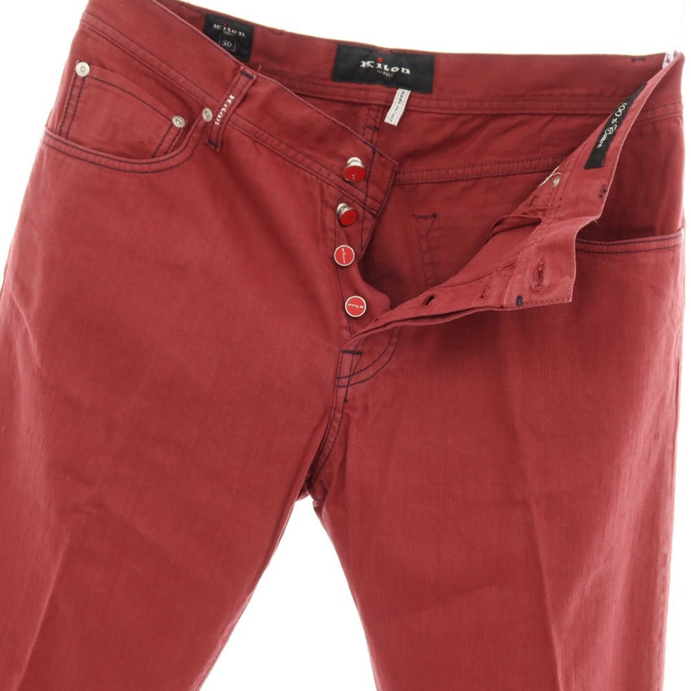 【中古】【未使用】キートン Kiton コットン デニムパンツ マルーン【サイズ36】【 状態ランクS 】【 メンズ 】