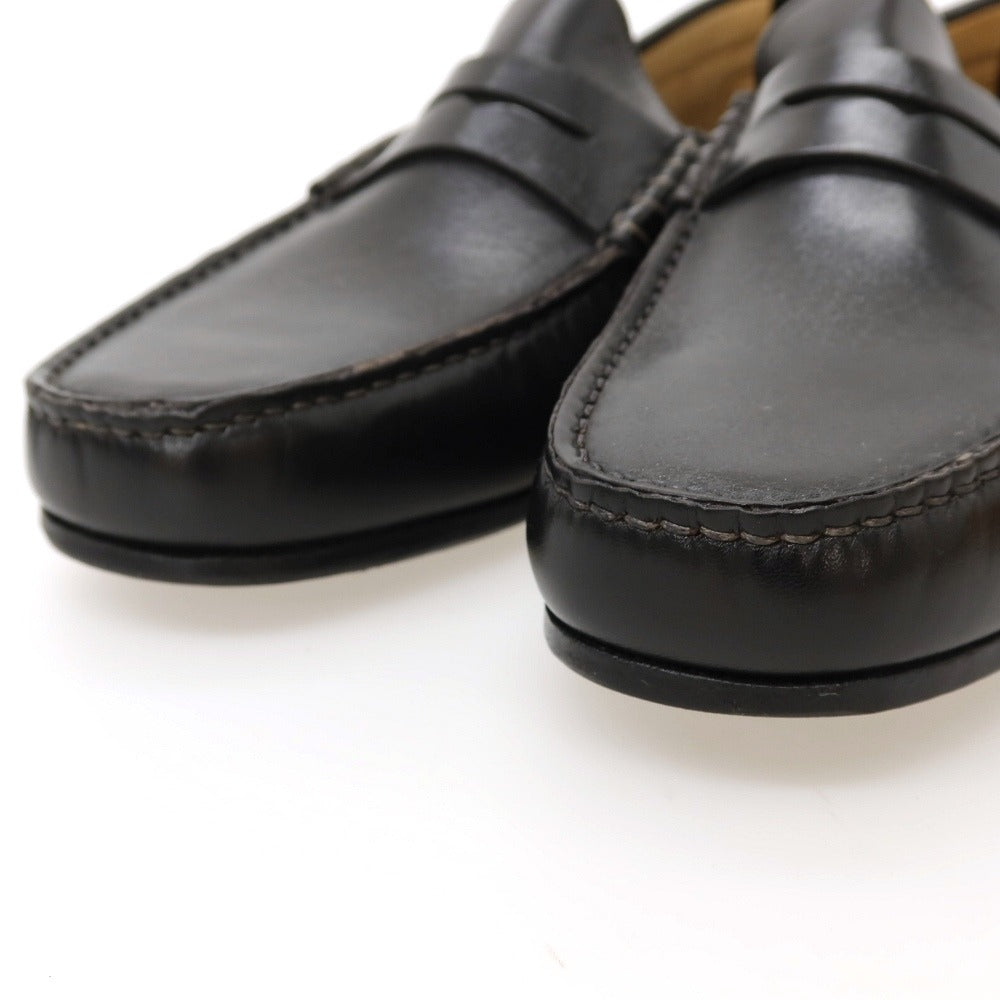 中古】【未使用】サントーニ Santoni デニム系 ローファー ブラック