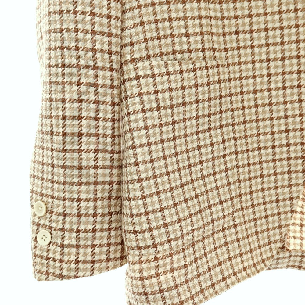 【中古】ラルディーニ LARDINI コットンリネン チェック 3B テーラードジャケット ベージュxブラウン【サイズ44】【 状態ランクB 】【 メンズ 】