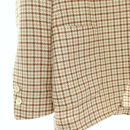 【中古】ラルディーニ LARDINI コットンリネン チェック 3B テーラードジャケット ベージュxブラウン【サイズ44】【 状態ランクB 】【 メンズ 】