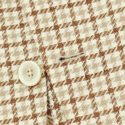 【中古】ラルディーニ LARDINI コットンリネン チェック 3B テーラードジャケット ベージュxブラウン【サイズ44】【 状態ランクB 】【 メンズ 】